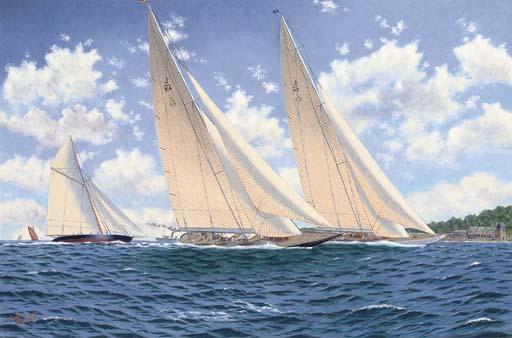 Andrew Bennett - Endeavour And Velsheda Racing Off The Royal Yacht Squadron, Cowes, 1934