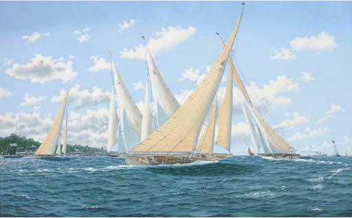 Andrew Bennett - J-class yachts jockeying for position at the start off Cowes