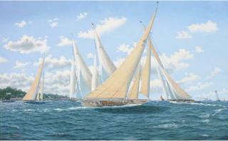 Andrew Bennett - J-class yachts jockeying for position at the start off Cowes