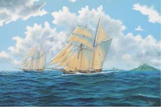 Andrew Bennett - Topsail Schooners Leaving The Azores With Cargoes of Citrus Fruits