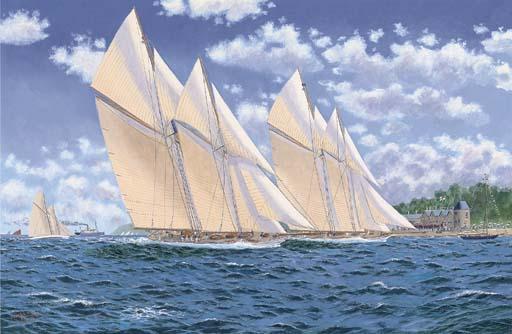 Andrew Bennett - Westward And Adela Neck And Neck Off The Royal Yacht Squadron, Cowes, 1912