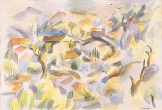 Andrew Dasburg - Adobes in Landscape