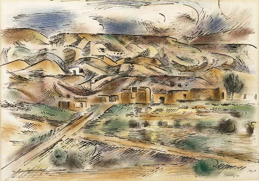 Andrew Dasburg - Landscape with Pueblos