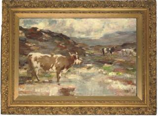 Andrew Douglas, R.S.A. - Cattle in a highland landscape