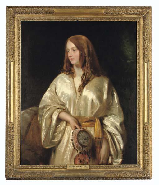 Andrew Geddes, A.R.A. - Portrait of Flora Bellasis, three-quarter-length, in Indian Parsi dress