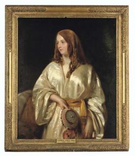 Andrew Geddes, A.R.A. - Portrait of Flora Bellasis, three-quarter-length, in Indian Parsi dress