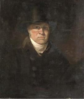 Andrew Geddes - Portrait of a gentleman, probably Nathaniel Plimer (1757-1822), half-length, in a brown coat and top hat