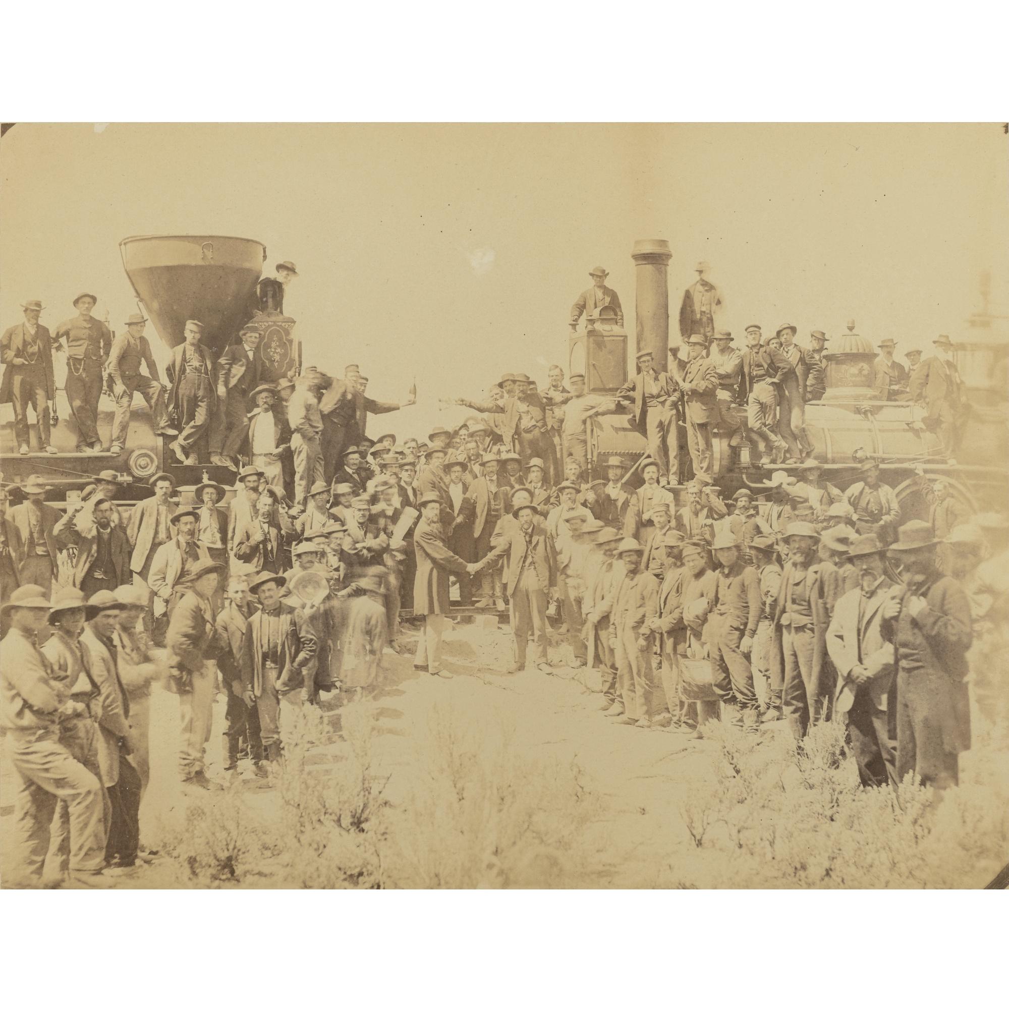 Andrew Joseph Russell - East Meets West, Shaking Hands At The Laying Of The Last Rail, Promontory Point, Utah