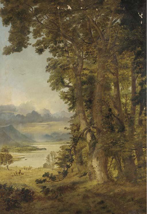 Andrew Maccallum - A distant view of Bassenthwaite Lake, Cumberland, at the edge of the forest