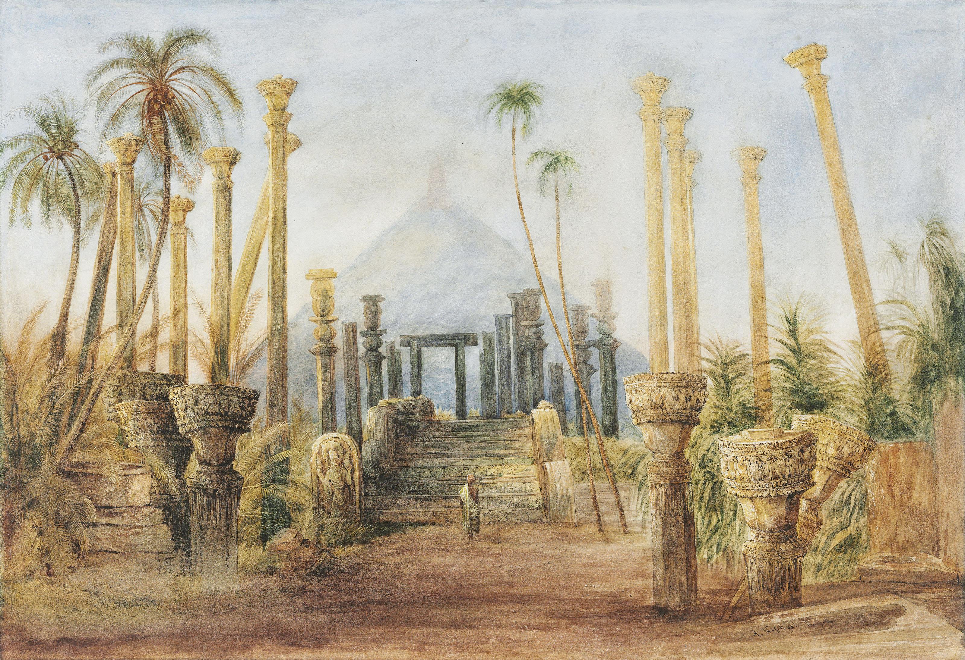 Andrew Nicholl, R.H.A. - Abhayagiri Dagoba in Anuradhapura, Sri Lanka