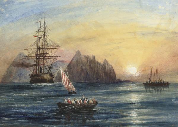 Andrew Nicholl, R.H.A. - Off the coast of St Helena en-route to Sri Lanka