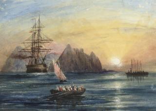 Andrew Nicholl, R.H.A. - Off the coast of St Helena en-route to Sri Lanka