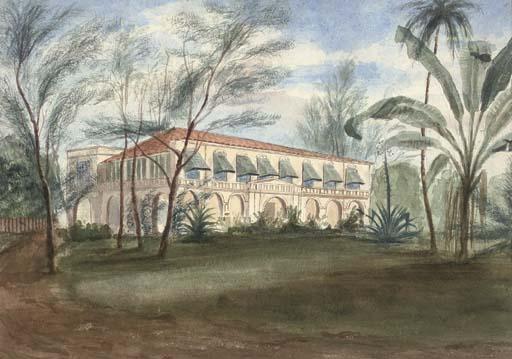 Andrew Nicholl, R.H.A. - View of James Emerson Tennent\'s house in Ceylon