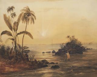 Andrew Nicholl - The Lighthouse And Harbour, Galle, Ceylon