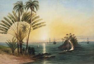 Andrew Nicholl - The Lighthouse And Harbour, Galle, Ceylon