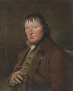 Andrew Plimer - Portrait of Thomas Salter, half-length, in a brown coat and striped waistcoat