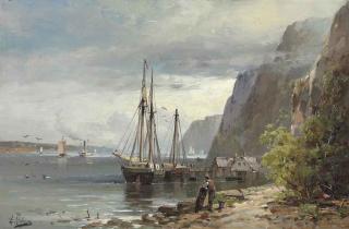 Andrew W. Melrose - View of Palisades on the Hudson