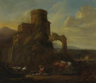 Andries Both - Pastoral Landscape With Ruins