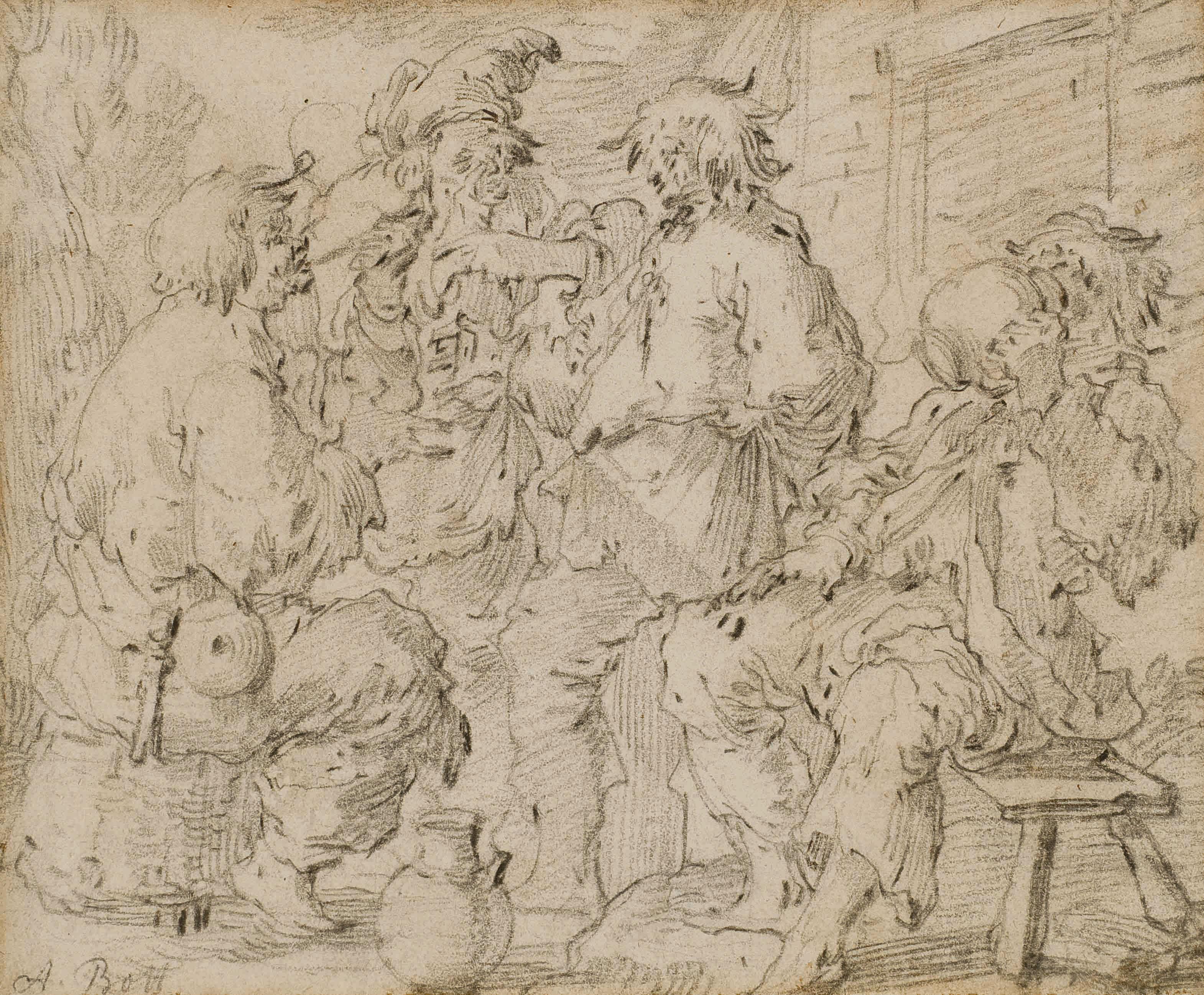 Andries Dirksz Both - Personnages Devant Une Auberge
