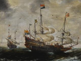 Andries Van Eertvelt - A Four-Masted Ship Flying The Flag Of Zeeland, Another Vessel Beyond