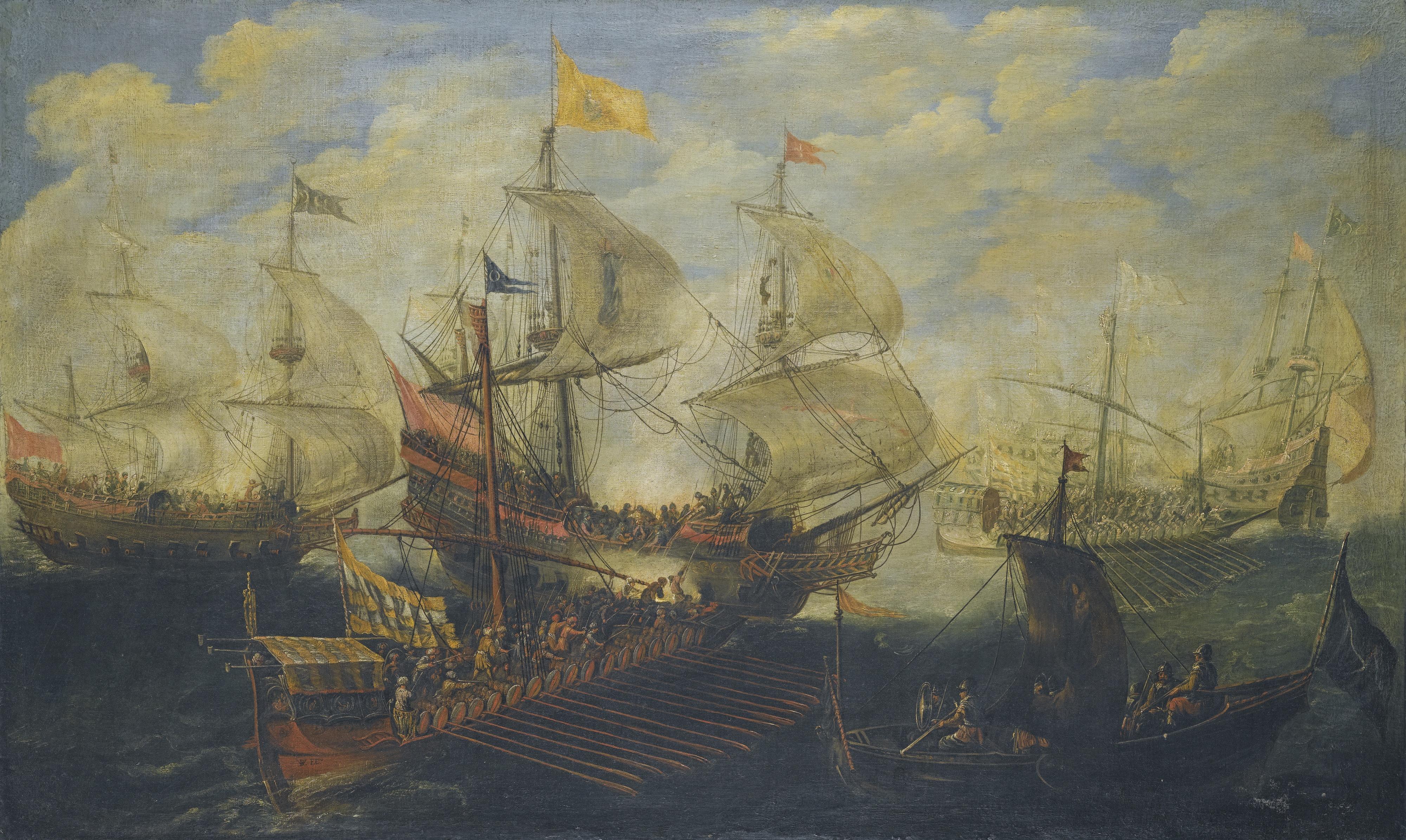Andries Van Eertvelt - A Naval Battle Between Turks And Christians