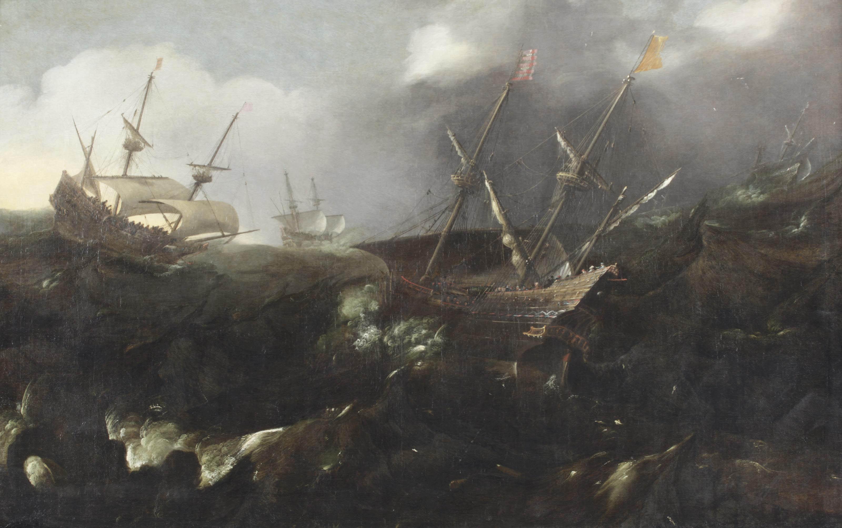 Andries van Eertvelt - Men-of-War in a storm