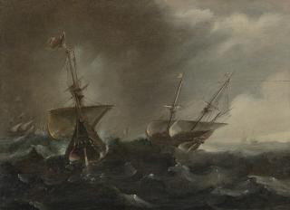 Andries Van Eertvelt - Two galleons in a squall