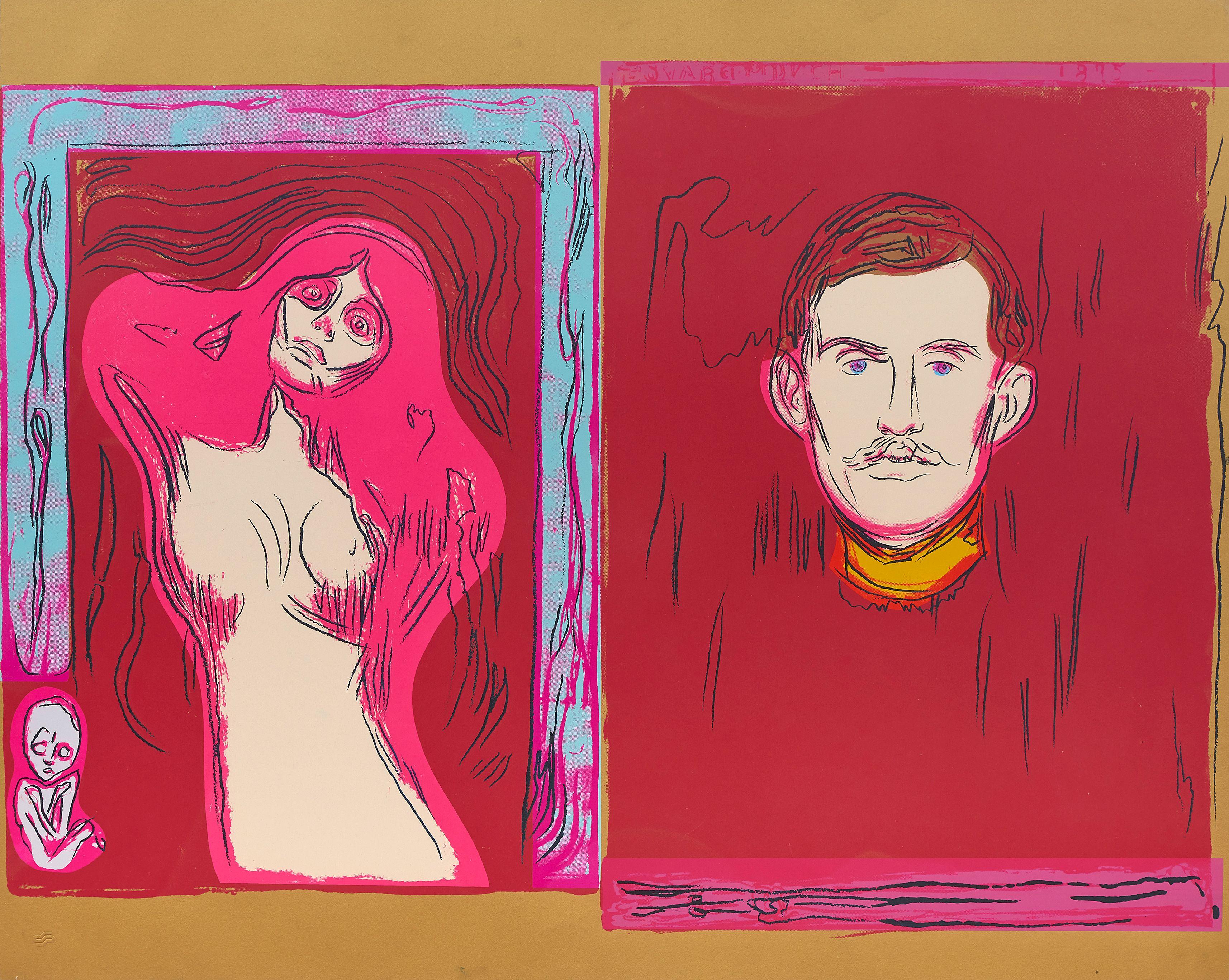 Andy Warhol - Madonna & Self-Portrait with Skeleton\'s Arm (after Munch)