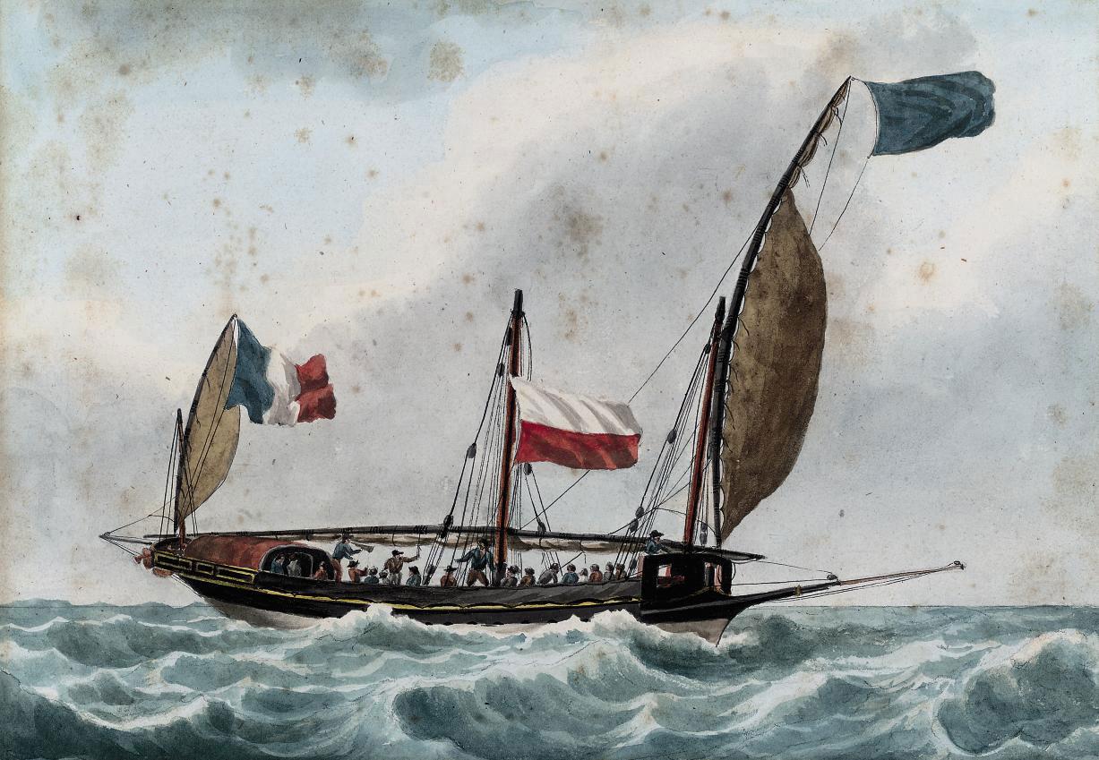 Ange-Joseph-Antoine Roux - A crowded French xebec in the Mediterranean
