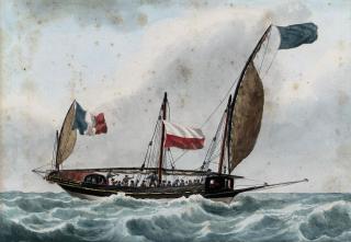 Ange-Joseph-Antoine Roux - A crowded French xebec in the Mediterranean