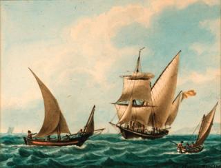 Ange-Joseph Antoine Roux - Fore-and-aft rigged xebecs in the Mediterranean
