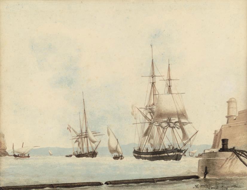 Ange-Joseph-Antoine Roux - Shipping at the harbour mouth, Marseilles