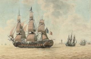 Ange-Joseph-Antoine Roux - The French \'74\' Mont Blanc and other vessels off Marseilles