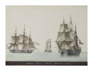 Ange-Joseph-Antoine Roux - Trois voiliers d\'une flotte génoise, vers 1798