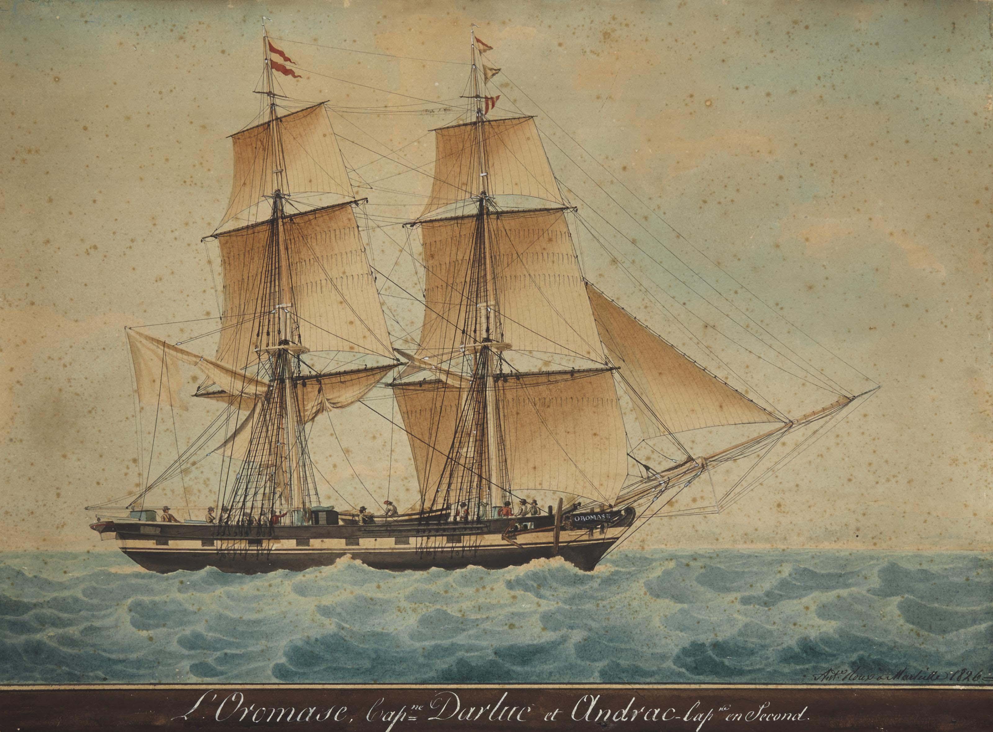 Ange-Joseph-Antoine Roux - Voilier À Deux Mâts