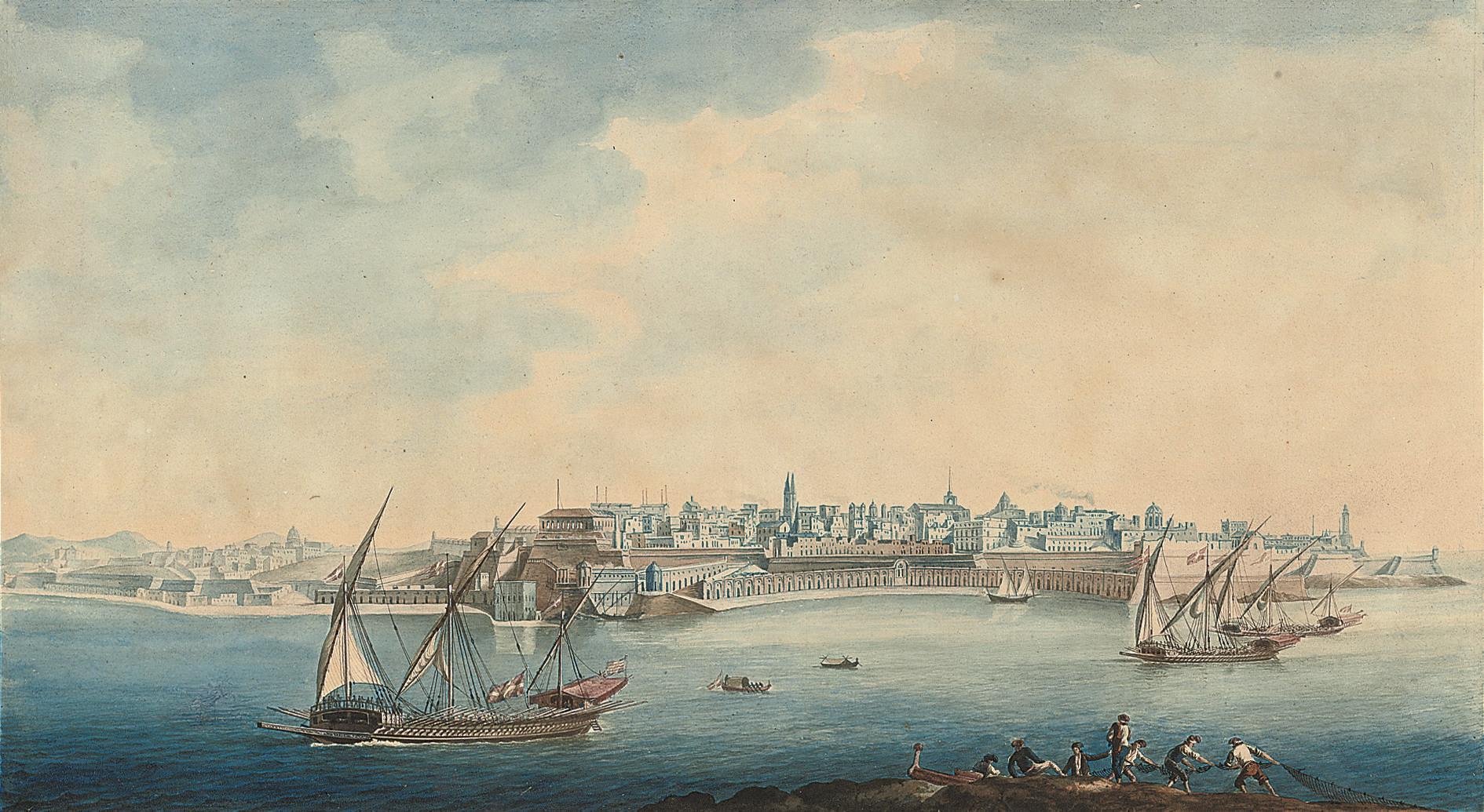 Ange-Joseph-Antoine Roux - Vue de la ville Valette prise du Palais Bighi