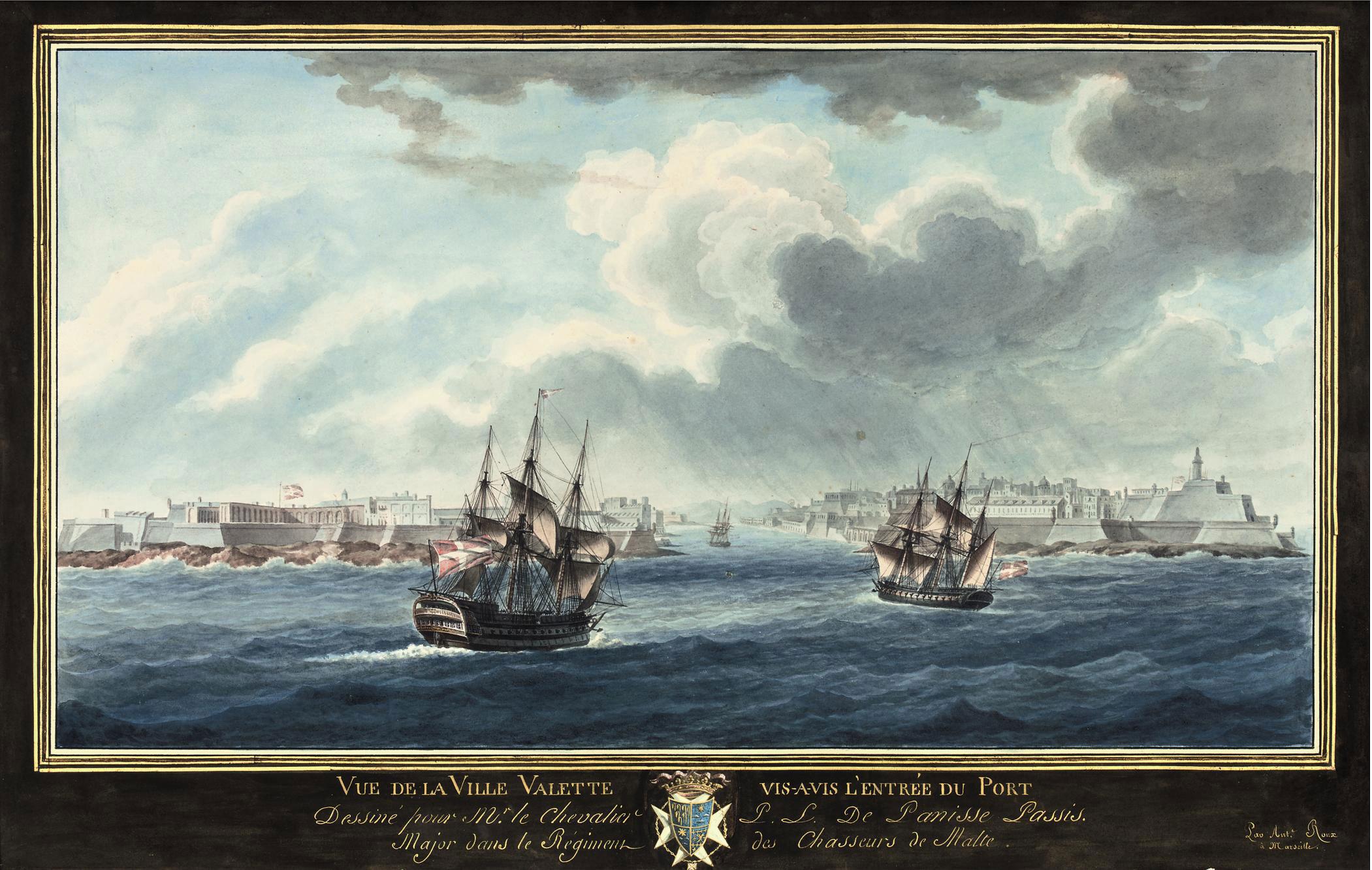 Ange-Joseph-Antoine Roux - Vue de la Ville Valette vis-à-vis l\'entrée du port