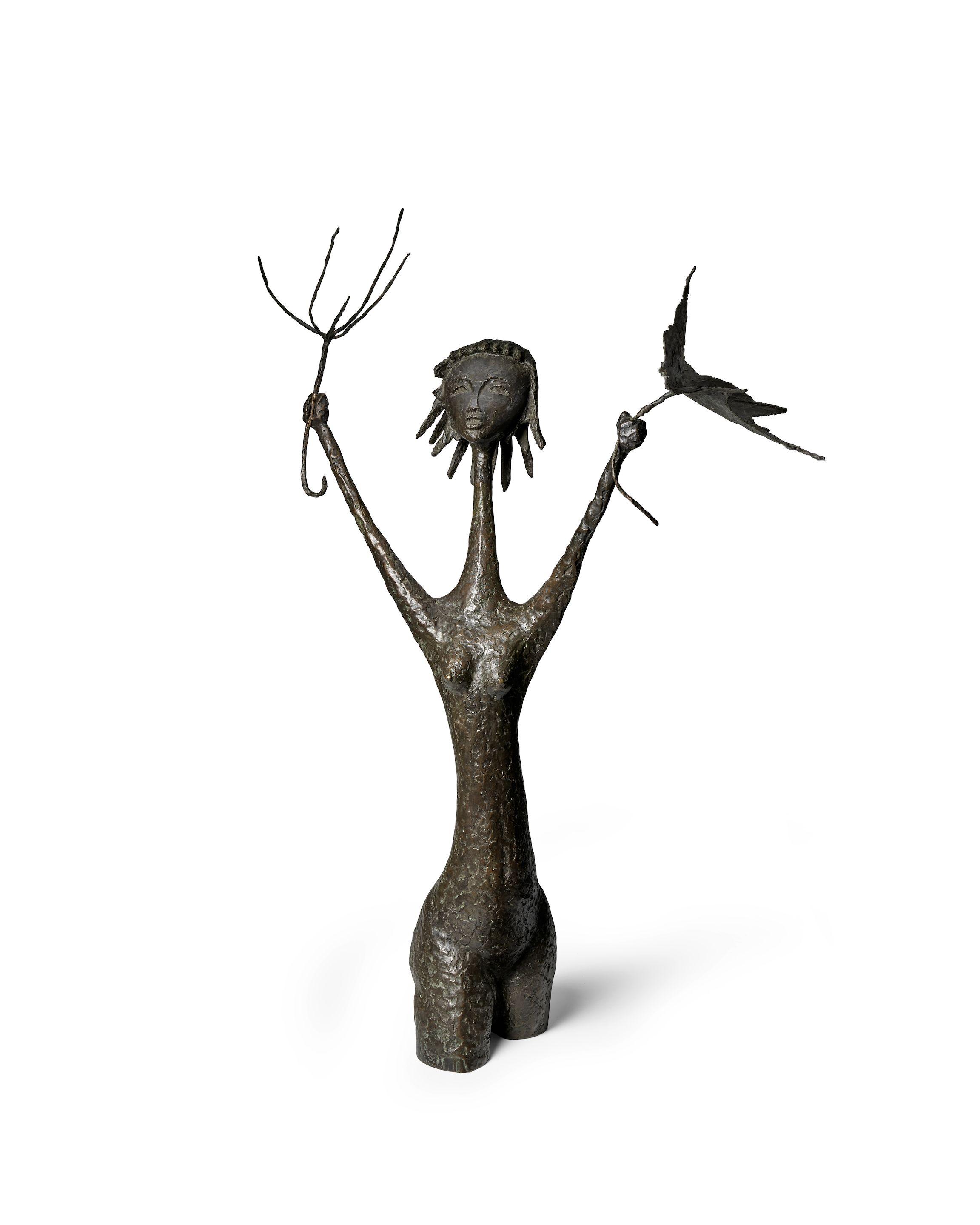 Ángel Botello - Girl Standing with Broken Umbrella