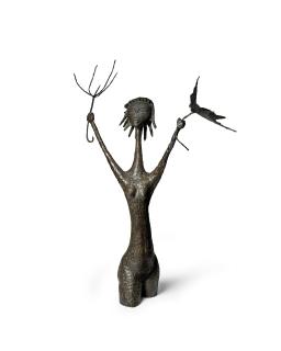 Ángel Botello - Girl Standing with Broken Umbrella