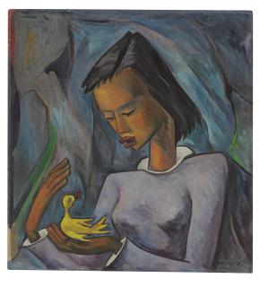 Angel Botello - Mujer con pájaro