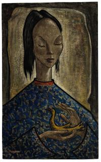 Ángel Botello - Untitled (Woman with Bird)