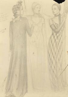 Angel Zárraga - Femmes Vêtues De Robes Schiaparelli (Etude Pour La Peinture Murale De La Maison Du Café, Place De L\'Opéra)