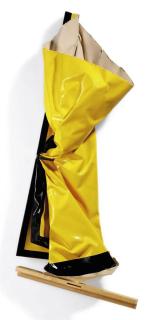 Angela de la Cruz - Self Clutter (Yellow-Dark Green)