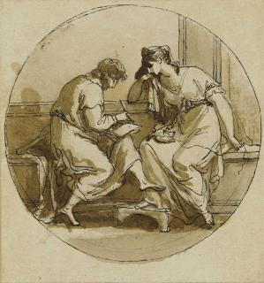 Angelica Kauffmann, R.A. - Catullus writing his ode on Lesbia\'s dead sparrow