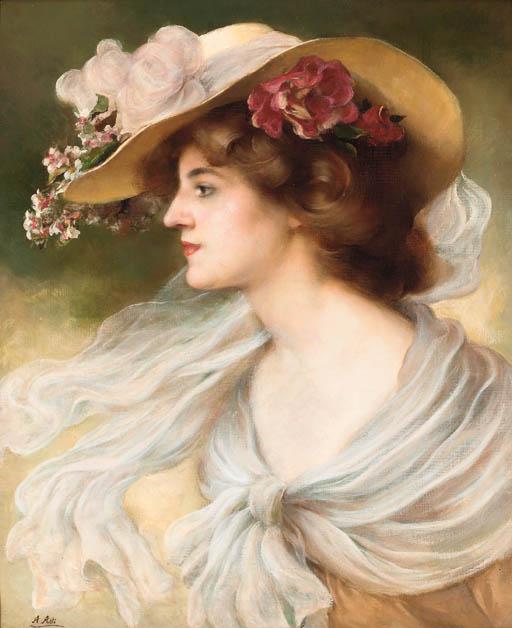 Angelo Asti - Une elegante au chapeau