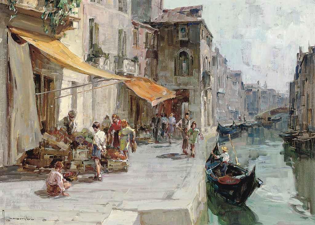 Angelo Brombo - Buying fruit by a Venetian backwater