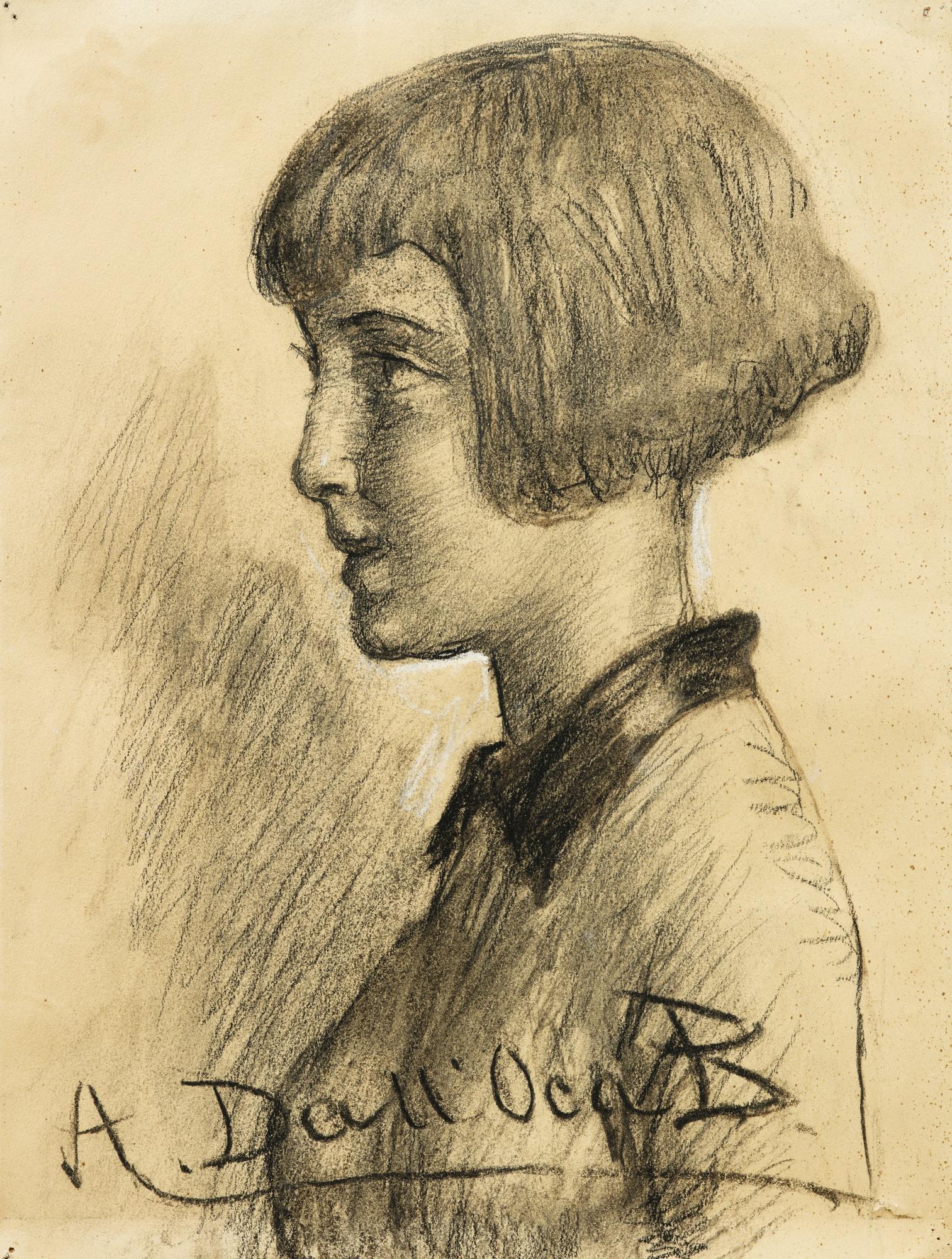 Angelo Dall\' Oca Bianca - Portrait Of A Young Girl In Profile