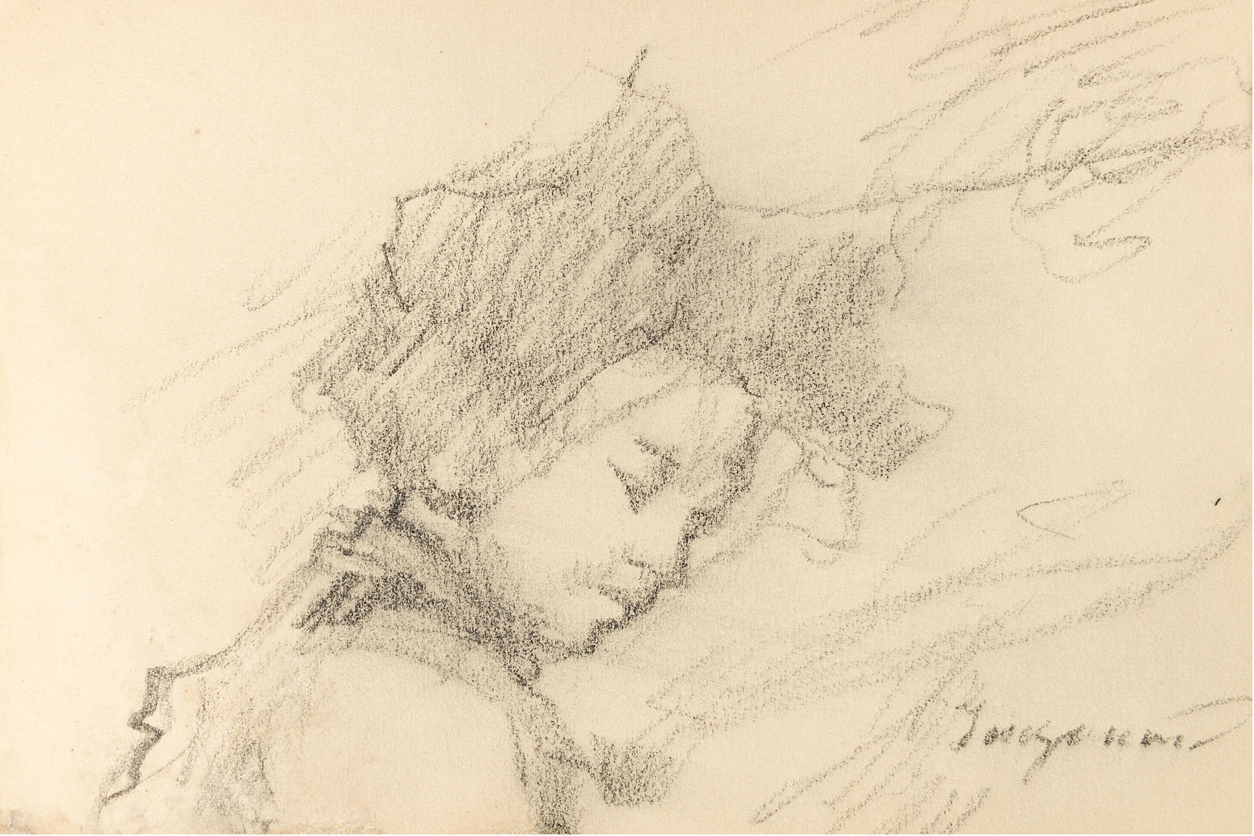 Angelo Inganni - Album contenente vari disegni e studi a matita alcuni dei quali firmati. Soggetti diversi