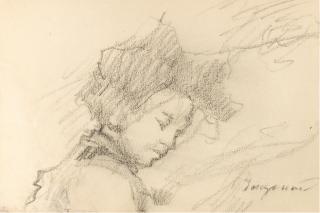 Angelo Inganni - Album contenente vari disegni e studi a matita alcuni dei quali firmati. Soggetti diversi