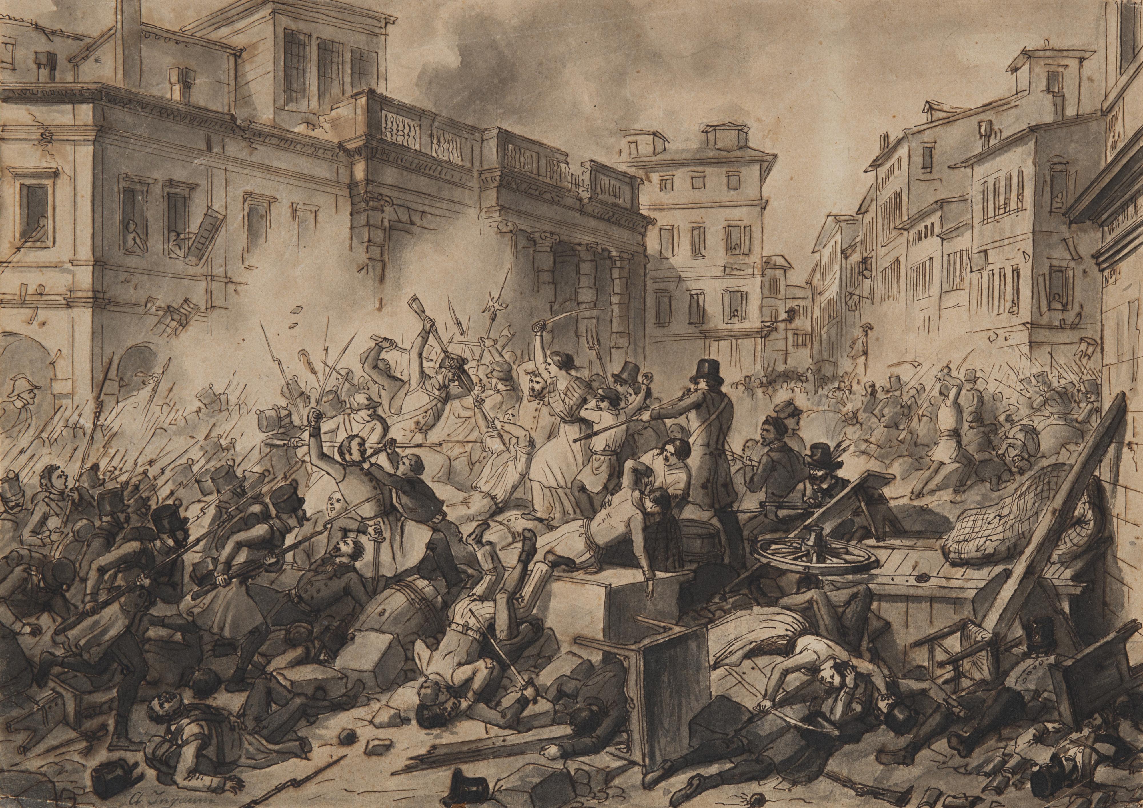 Angelo Inganni - Barricate per le Cinque Giornate di Milano